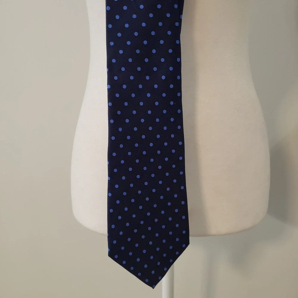 Vintage Lauren Ralph Lauren Mens Polka Dot Neck Tie Silk Hand Finished USA Blue